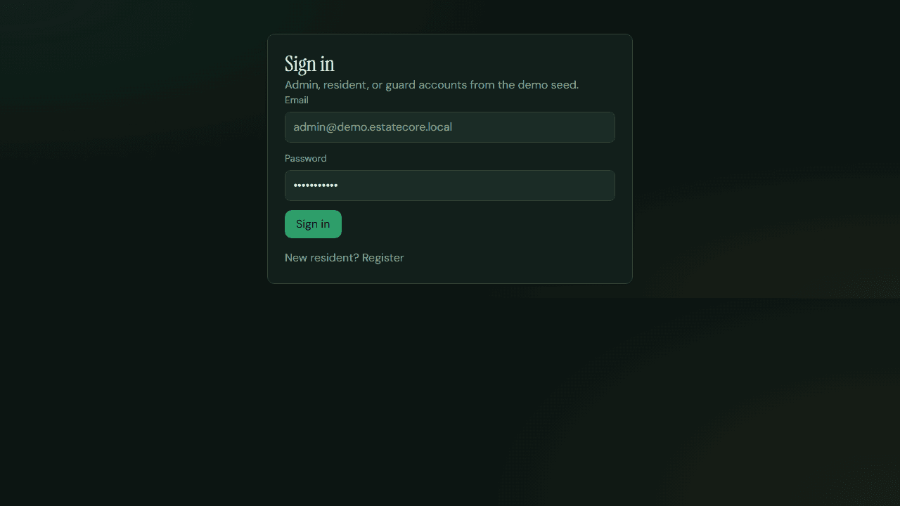 EstateCore homepage